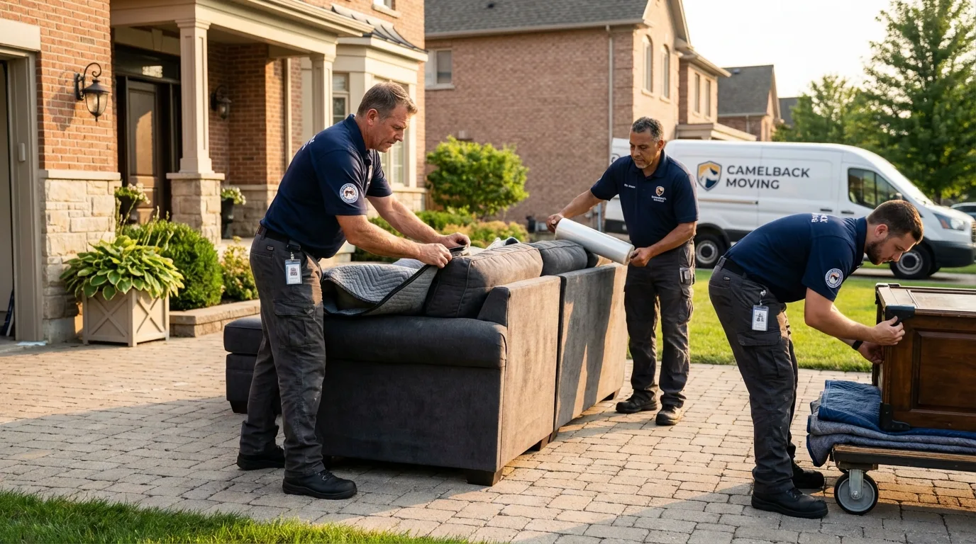 Large estate moving crew wrapping furniture in Corry, PA